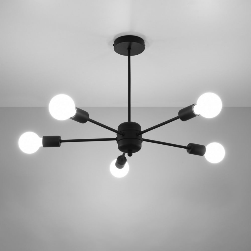 Lustra ar stieni LANGO 5xE27/60W/230V melna
