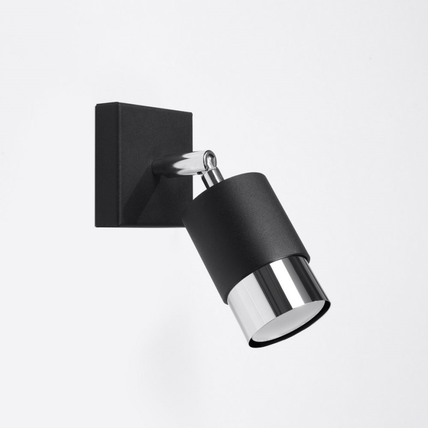 Sienas starmetis NERO 1xGU10/40W/230V melns/spīdīgs hroms