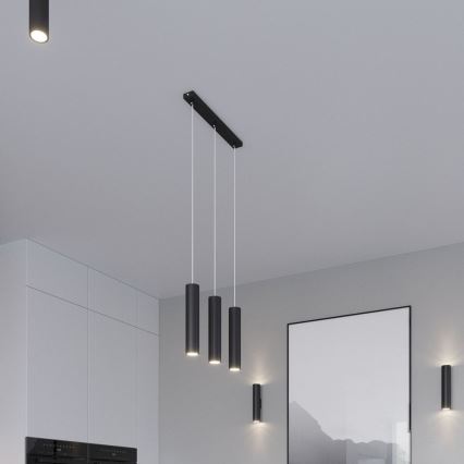 Lustra ar auklu LAGOS 3xGU10/10W/230V melna