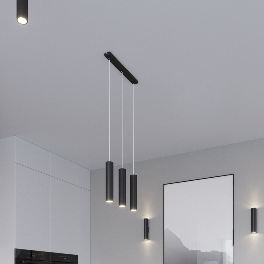 Lustra ar auklu LAGOS 3xGU10/10W/230V melna