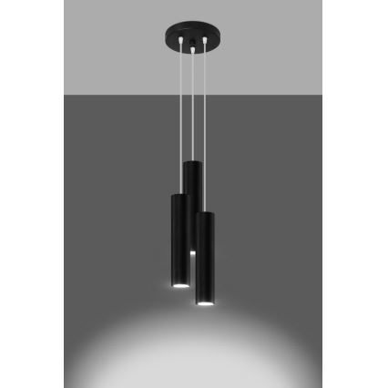 Lustra ar auklu LAGOS 3xGU10/10W/230V melna