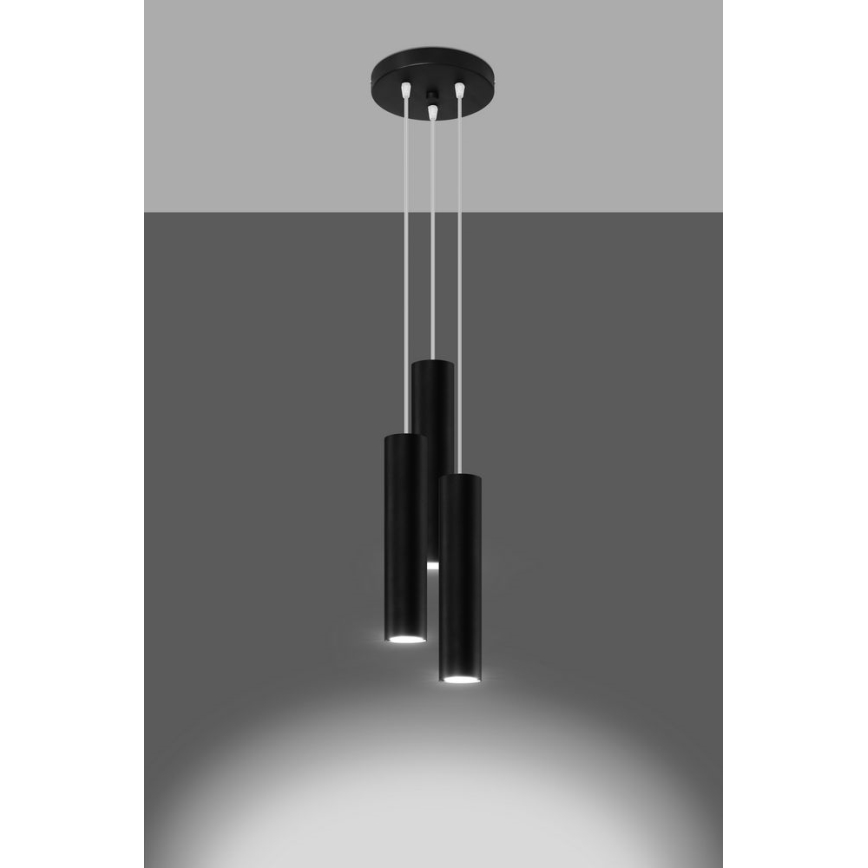 Lustra ar auklu LAGOS 3xGU10/10W/230V melna