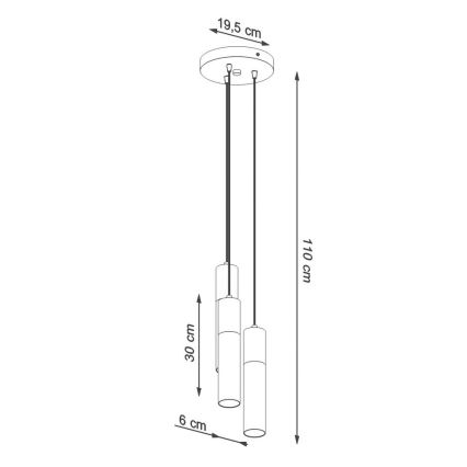 Sollux SL.1080 - Lustra ar auklu BORGIO 3xGU10/40W/230V betons/metāls balts