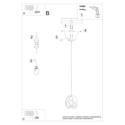 Lustra ar auklu TULOS 1xE27/60W/230V balta