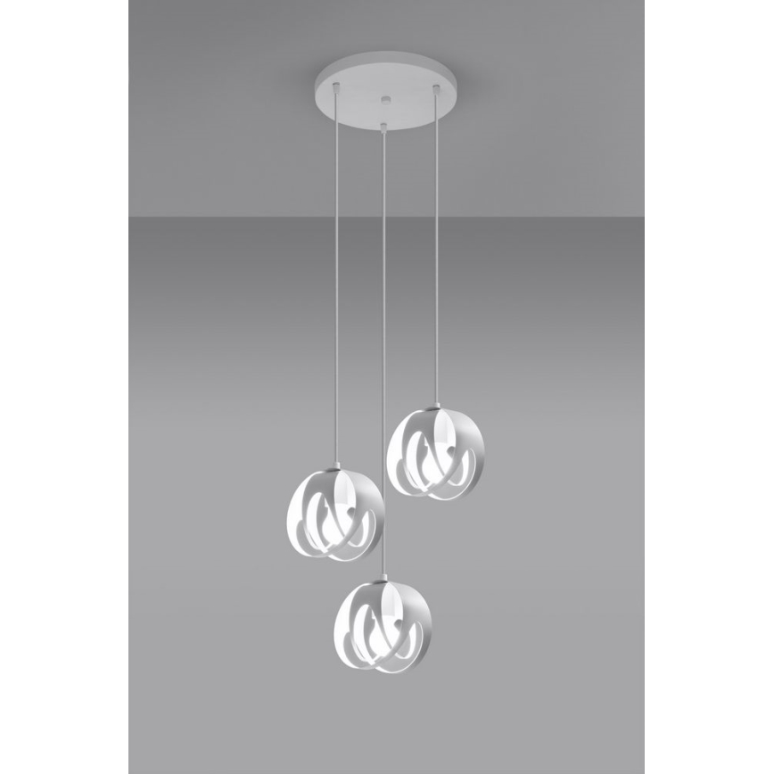 Lustra ar auklu TULOS 3xE27/60W/230V balta