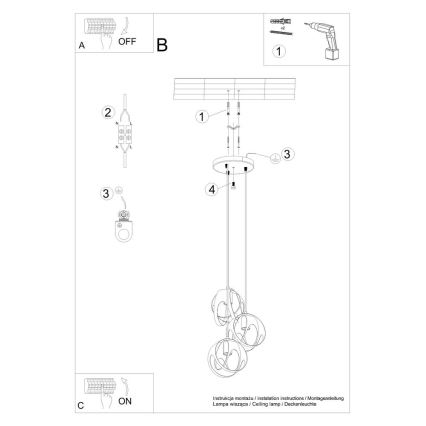 Lustra ar auklu TULOS 3xE27/60W/230V balta