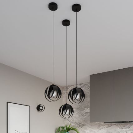 Lustra ar auklu TULOS 1xE27/60W/230V melna