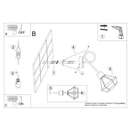 Sienas lampa ARTEMIS 1xE14/40W/230V melna