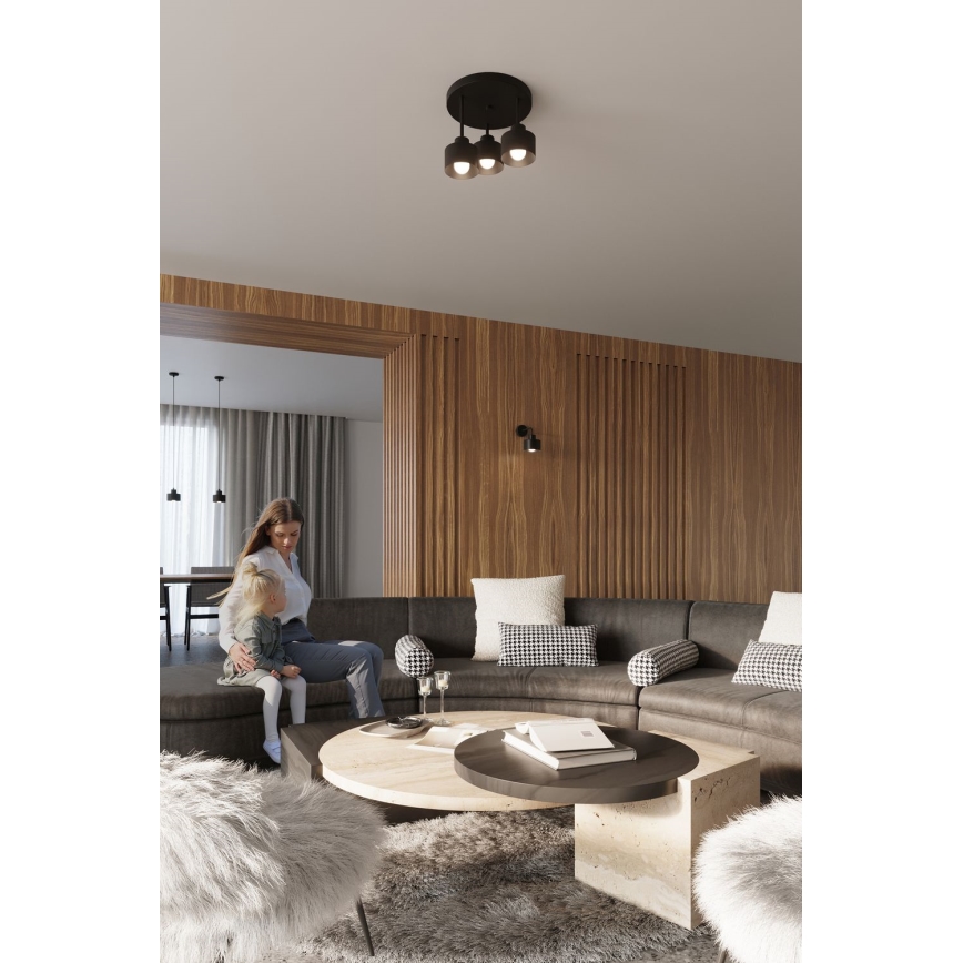 Sienas lampa SAVAR 1xE27/60W/230V melna