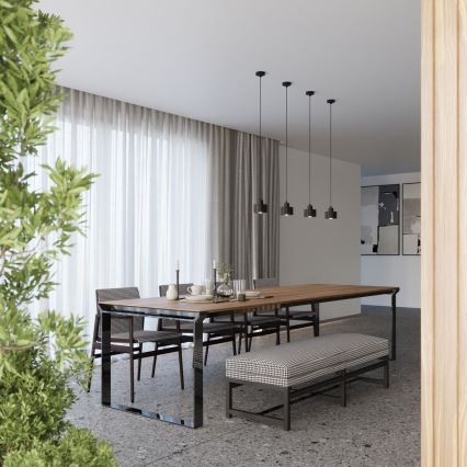Lustra ar auklu SAVAR 1xE27/60W/230V melna
