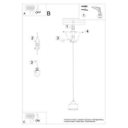 Lustra ar auklu SAVAR 1xE27/60W/230V melna