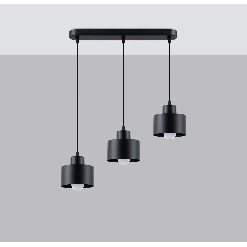 Lustra ar auklu SAVAR 3xE27/60W/230V melna