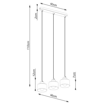 Lustra ar auklu SAVAR 3xE27/60W/230V melna