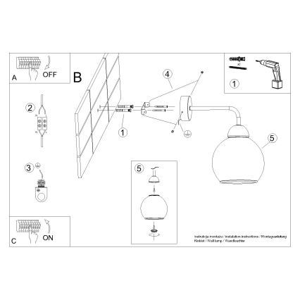 Sienas lampa ALINO 1xE27/60W/230V melna