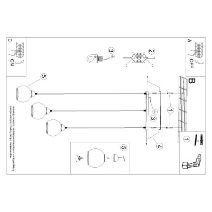 Lustra ar auklu ALINO 3xE27/60W/230V melna