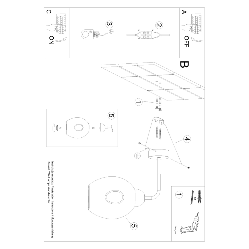 Sienas lampa FILLAN 1xE27/60W/230V melna