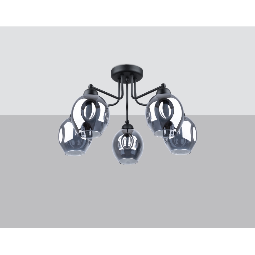 Lustra ar stieni FILLAN 5xE27/60W/230V melna