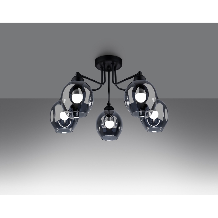 Lustra ar stieni FILLAN 5xE27/60W/230V melna