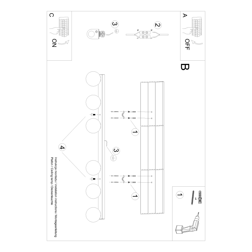 Griestu lampa YOLI 6xG9/12W/230V balta