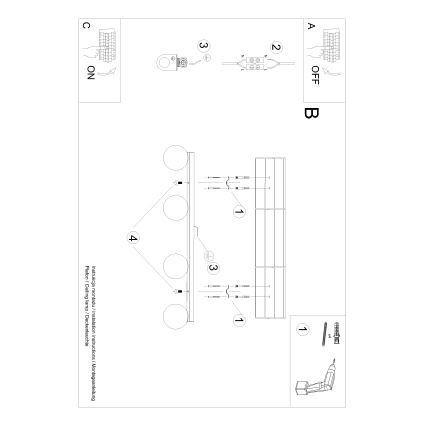 Griestu lampa YOLI 4xG9/12W/230V melna