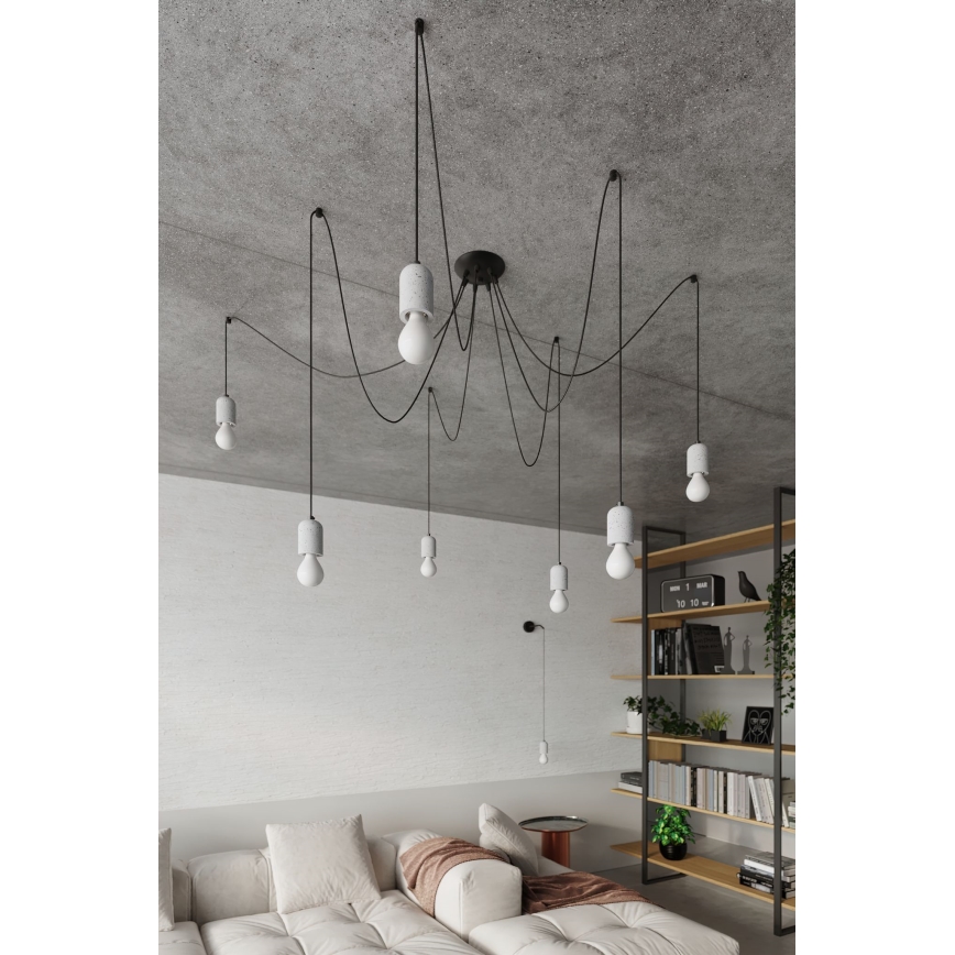 Lustra ar auklu NESO 5xE27/15W/230V zirneklis betons