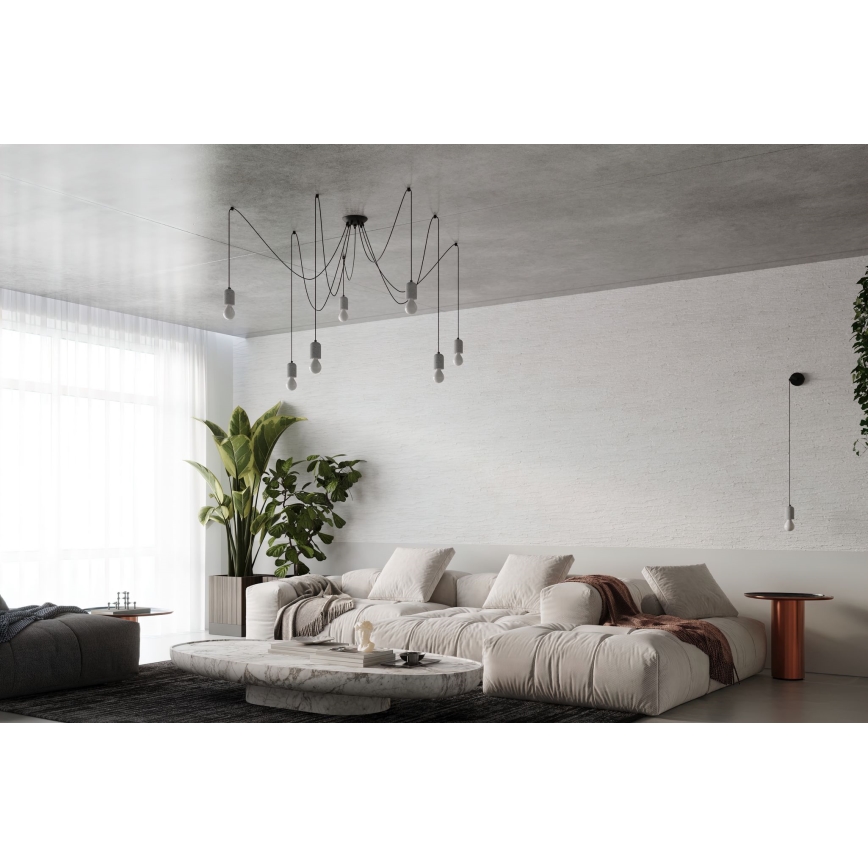 Lustra ar auklu NESO 5xE27/15W/230V zirneklis betons