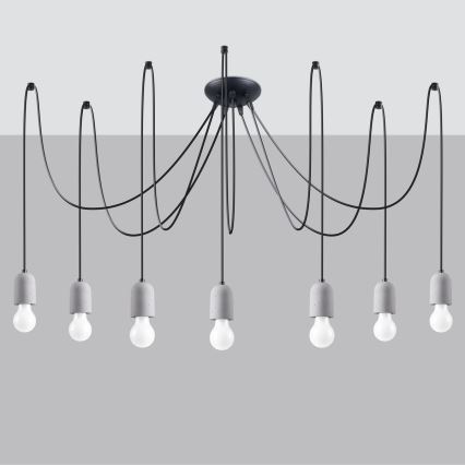 Lustra ar auklu NESO 7xE27/15W/230V zirneklis betons