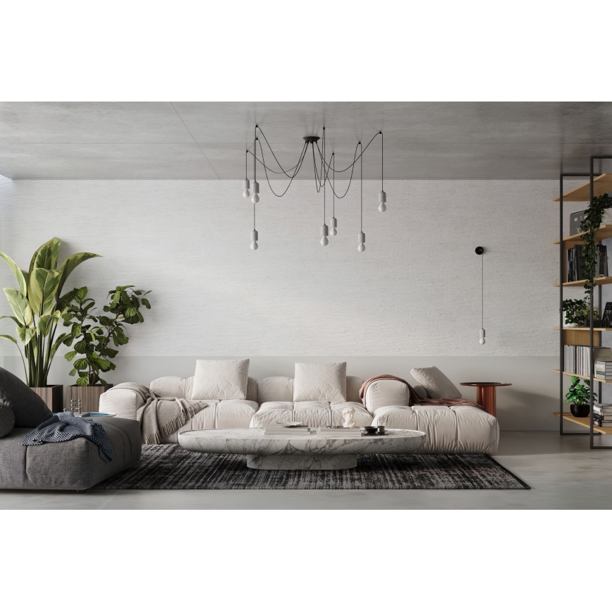 Lustra ar auklu NESO 7xE27/15W/230V zirneklis betons