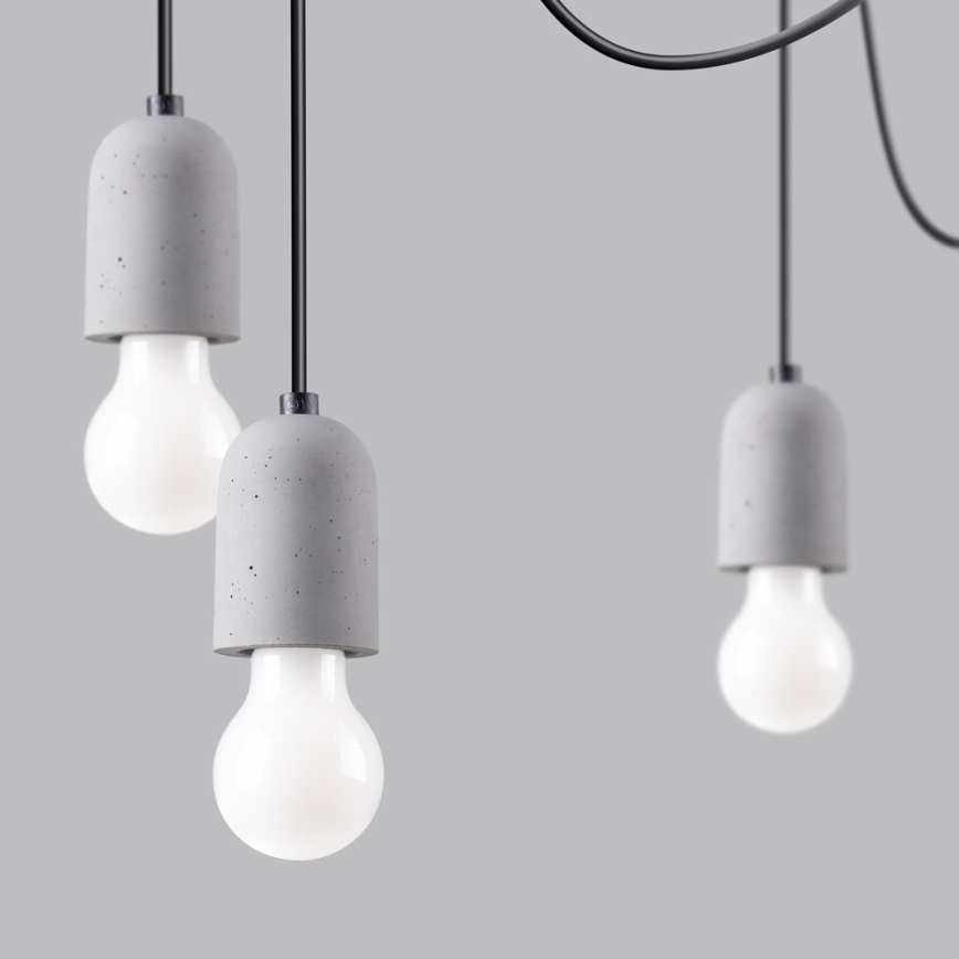 Lustra ar auklu NESO 7xE27/15W/230V zirneklis betons