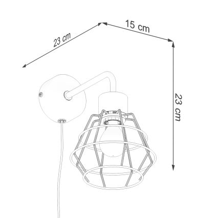 Sienas lampa SUBA 1xE27/15W/230V melna