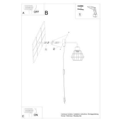 Sienas lampa SUBA 1xE27/15W/230V melna