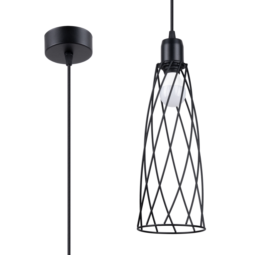 Lustra ar auklu SUBA 1xE27/15W/230V melna