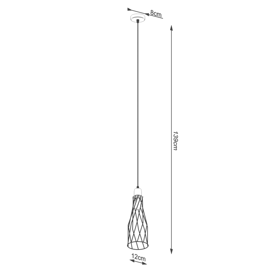Lustra ar auklu SUBA 1xE27/15W/230V melna