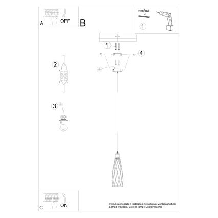 Lustra ar auklu SUBA 1xE27/15W/230V melna