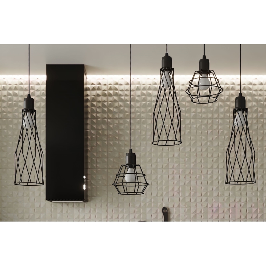 Lustra ar auklu SUBA 4xE27/15W/230V melna