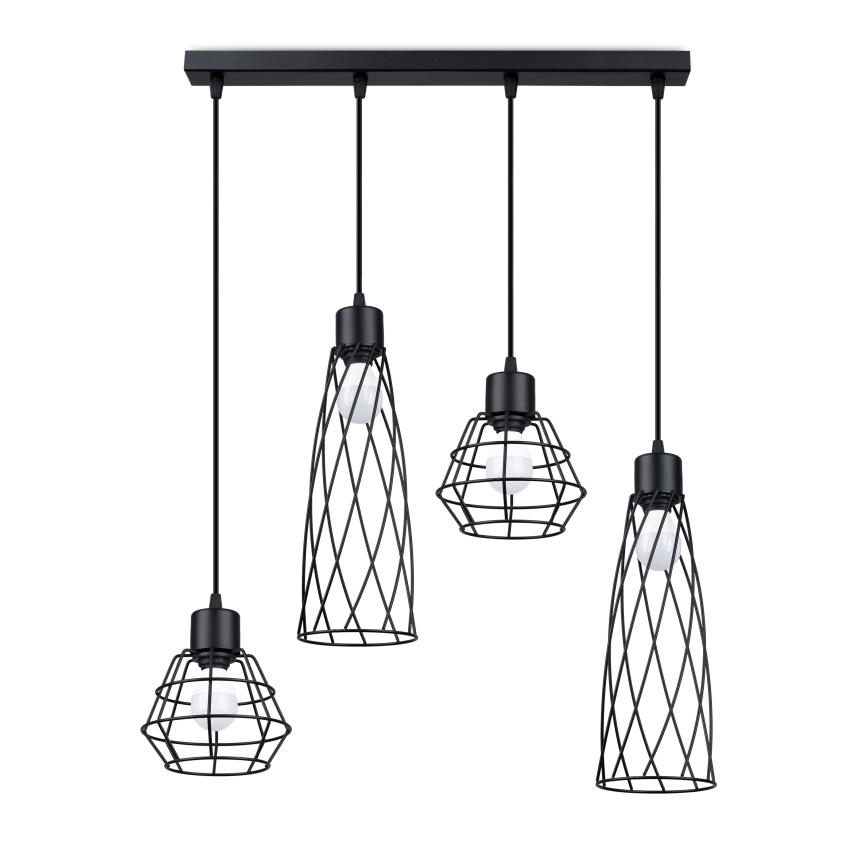 Lustra ar auklu SUBA 4xE27/15W/230V melna