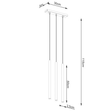 Lustra ar auklu PASTELO 3xG9/8W/230V zelta