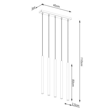 Lustra ar auklu PASTELO 5xG9/8W/230V zelta