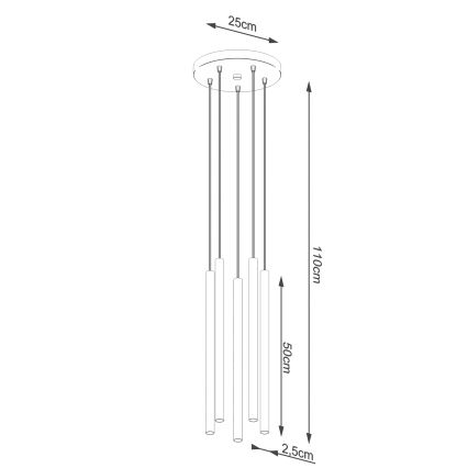 Lustra ar auklu PASTELO 5xG9/8W/230V zelta