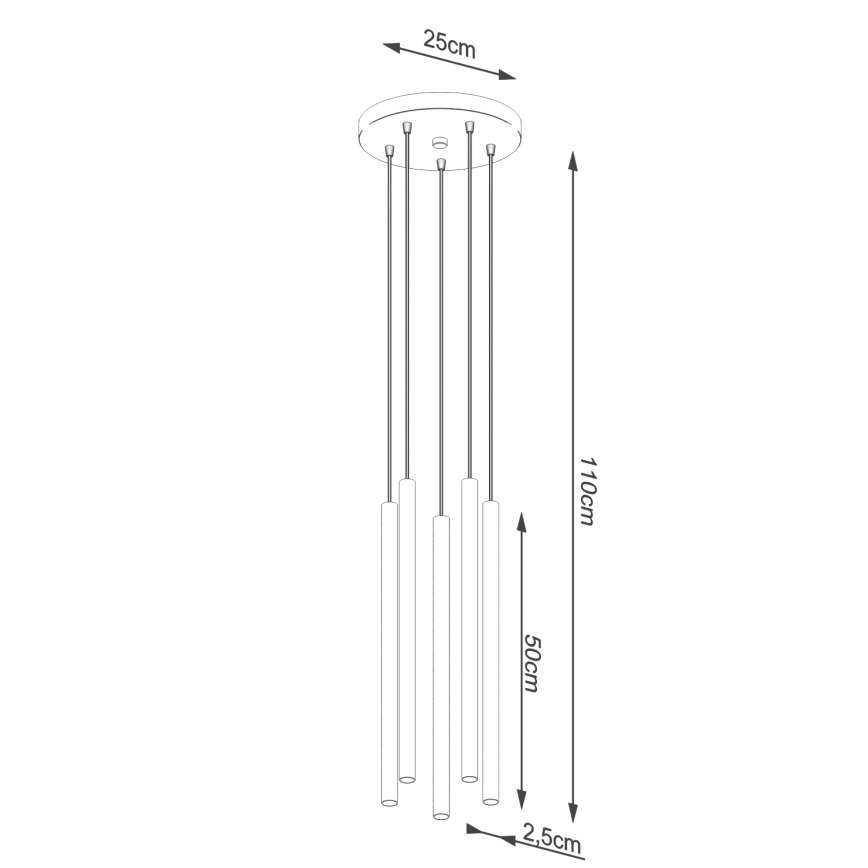 Lustra ar auklu PASTELO 5xG9/8W/230V melna