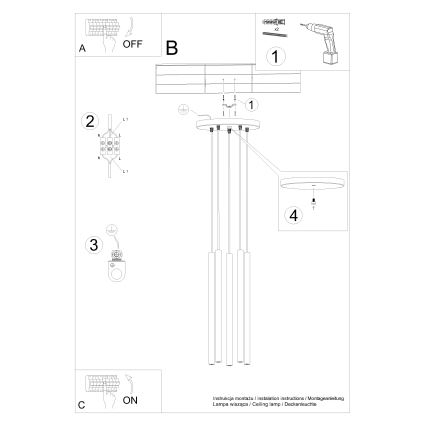 Lustra ar auklu PASTELO 5xG9/8W/230V melna