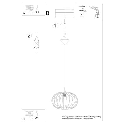 Lustra ar auklu TSUNO 1xE27/15W/230V melna