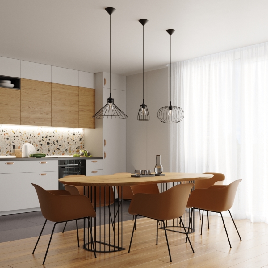 Lustra ar auklu EDA 1xE27/15W/230V melna