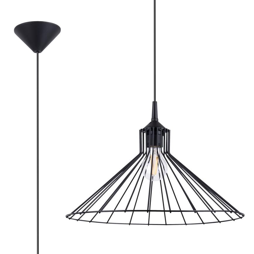 Lustra ar auklu EDA 1xE27/15W/230V melna