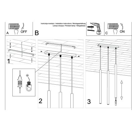 Lustra ar auklu PASTELO 3xG9/8W/230V zelta