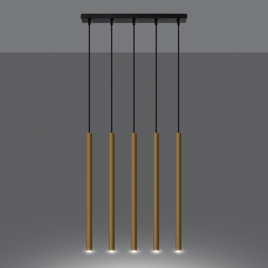 Lustra ar auklu PASTELO 5xG9/8W/230V zelta