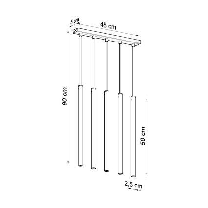 Lustra ar auklu PASTELO 5xG9/8W/230V zelta