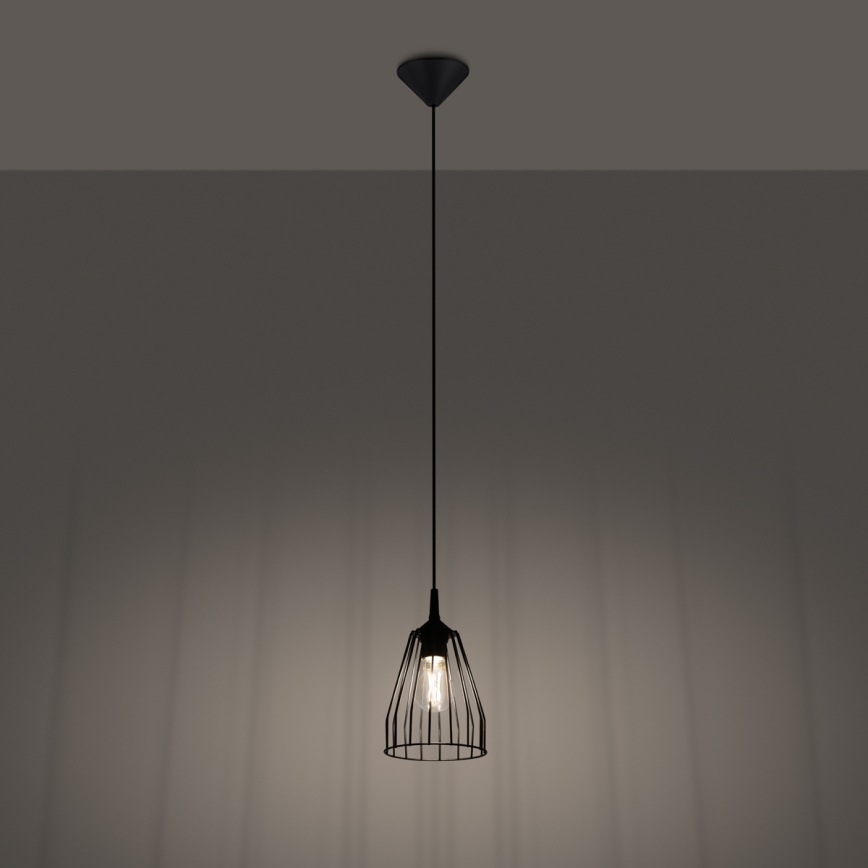 Lustra ar auklu LEYO 1xE27/15W/230V melna