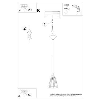 Lustra ar auklu LEYO 1xE27/15W/230V melna