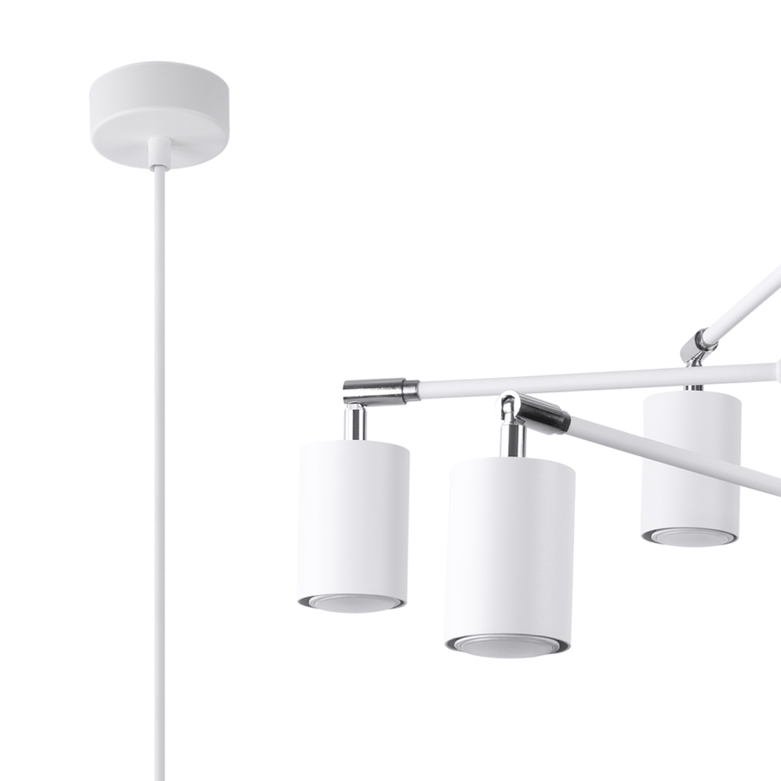 Lustra ar auklu LEMMI 6xGU10/10W/230V balta
